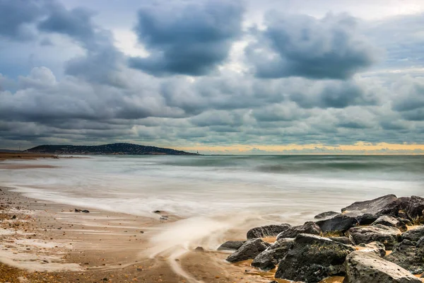 Winter Storm Beach Three Dikes Sete Winter Herault Occitanie France — Stock Photo, Image