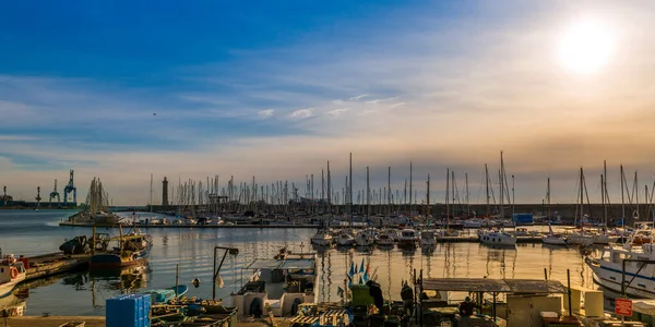 Panorama Port Sete Marina Morning Its Trawlers Herault Occitanie France — Stock Photo, Image