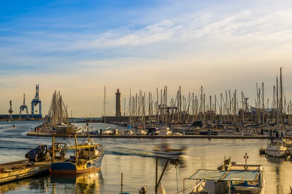Panorama Port Sete Marina Morning Its Trawlers Herault Occitanie France — Stock Photo, Image
