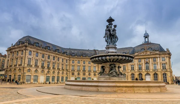 Brunnen Der Drei Grazien Auf Der Place Bourse Bordeaux Gironde — Stockfoto