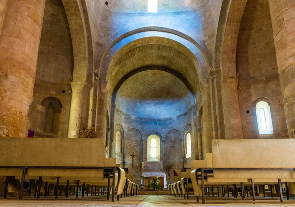 Interior Igreja Vila Medieval Saint Martin Londres Herault Occitanie França — Fotografia de Stock
