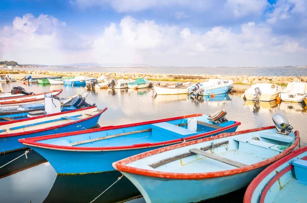 Barcos Pesca Pequeno Porto Chemin Etang Meze Herault Occitanie França — Fotografia de Stock