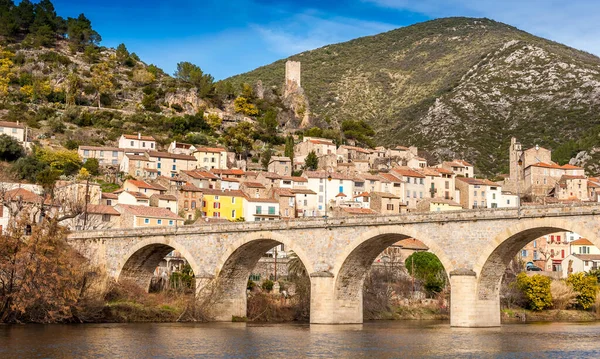 Aldeia Velha Roquebrun Rio Orb Herault Occitanie França — Fotografia de Stock