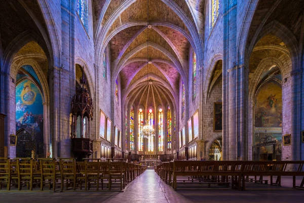 Interior Catedral Saint Fulcran Lodeve Herault Occitanie França — Fotografia de Stock