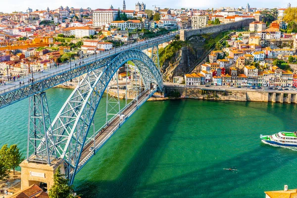 Dom Luis Stalen Brug Aan Rivier Douro Porto Portugal — Stockfoto