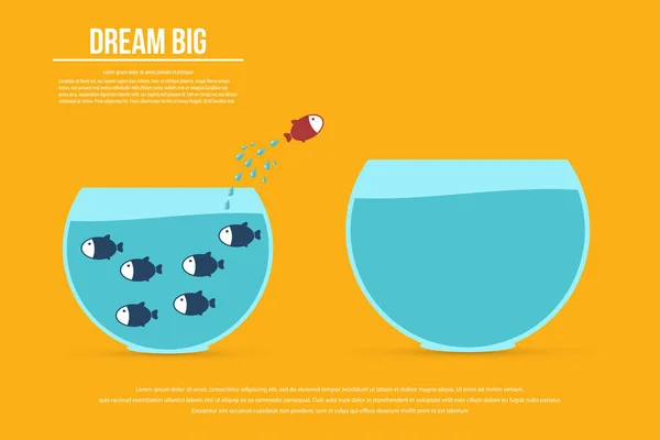 stylish banner with think differently or dream big concept with fishes, vector illustration