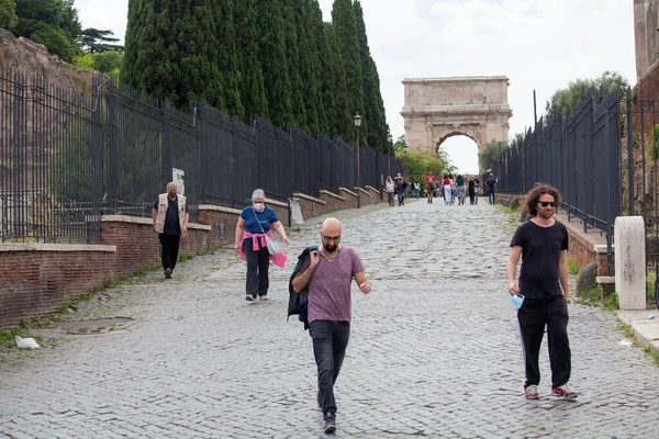 Roma Italia Junio 2020 Italia Reapertura Inicio Fase Gente Con —  Fotos de Stock