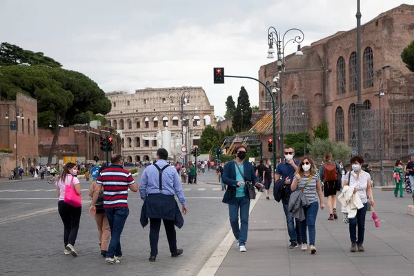 Roma Italia Junio 2020 Italia Reapertura Inicio Fase Gente Con —  Fotos de Stock