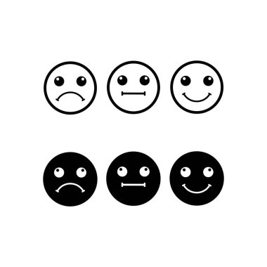 Emoji Reaksiyonları. Siyah ikonlar. Düz Tasarım Biçimi