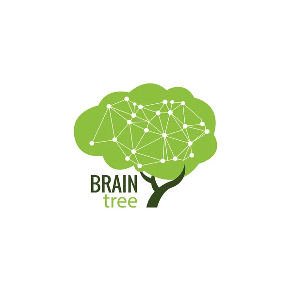 Yeşil Beyin Ağacı Soyut Vektör Logo Şablonunu Düşün — Stok Vektör