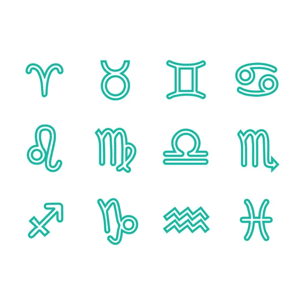 Coleção Ícones Zodíaco Símbolo Logotipo — Vetor de Stock