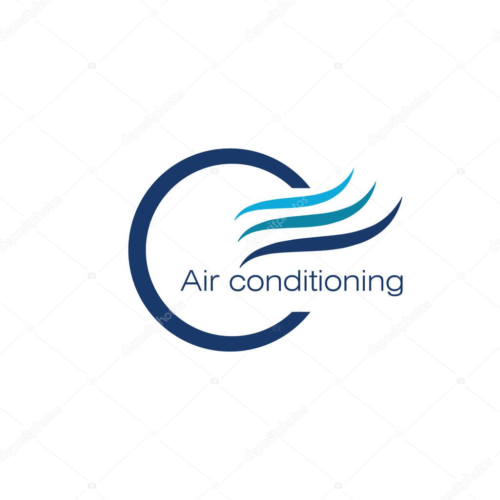 Air conditioning logo, ventilation system symbol