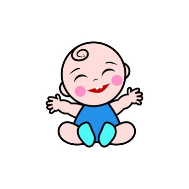 Bebek çocuk maskotu, sevimli mutlu çocuk illüstrasyon vektörü, çizgi film