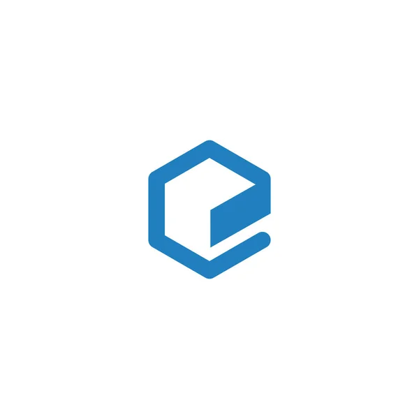 Simple Blue Cube Logo Symbool — Stockvector