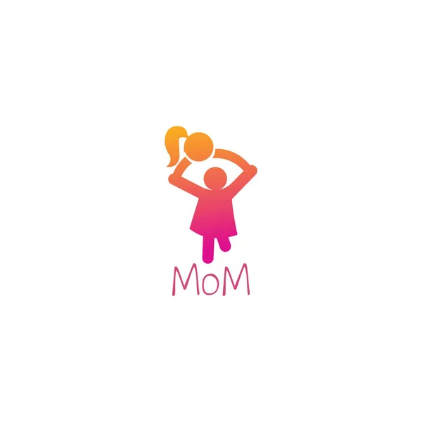 Mamá Símbolo Madre Niño Logotipo Feliz Familia Logo — Archivo Imágenes Vectoriales