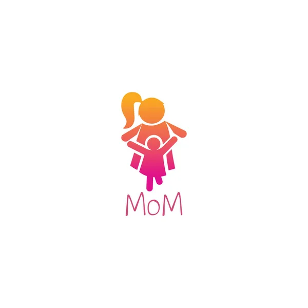 Moeder Symbool Moeder Kind Logo Gelukkig Familie Logo — Stockvector