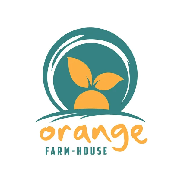 Помаранчевий Фермерський Будинок Логотип Органічне Оранжеве Сільське Господарство — стоковий вектор