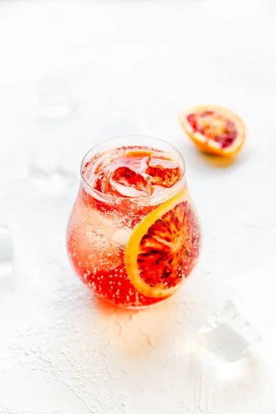 Sparkling Iced Cocktail Blood Orange White Background — Stock Photo, Image