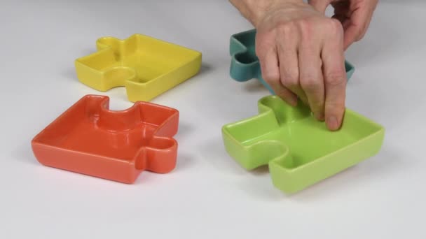 Animation Puzzle Fruits Légumes Sur Fond Blanc Concept Entreprise Alimentation — Video