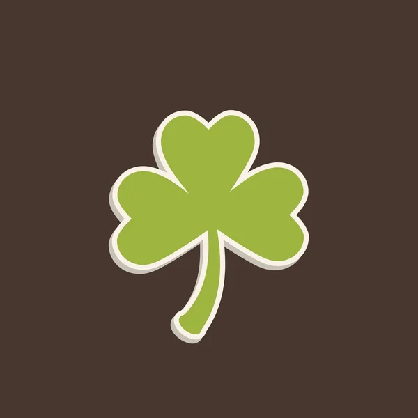 Clover leaf symbol. Green leaf. Symbol of St. Patrick's Day. Green clover leaf with shadow on baun background.