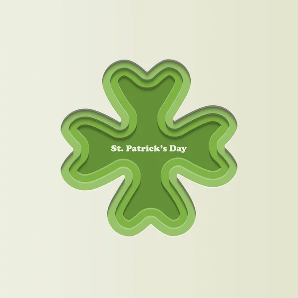 Four leaf paper cut clover. Green leaf icon. Symbol of St. Patrick's Day.