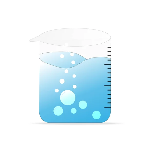 Vaso Precipitados Burbuja Agua Azul — Vector de stock