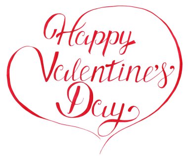 VALENTINE Day yakut rengine mesaj at. Valentineka beyaz arka planda izole edilmiş. Kaligrafi. Elle çizilmiş..