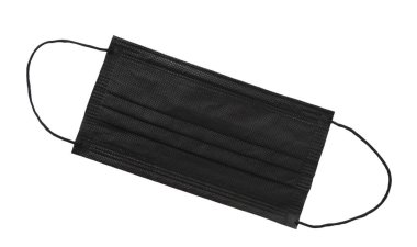 Siyah cerrahi maske kesme yolu ile beyaz arkaplanda izole