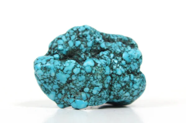 Rock Mineral Geïsoleerd Witte Achtergrond Turquoise — Stockfoto