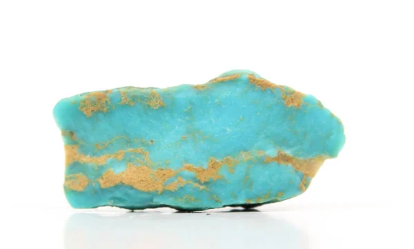 Rock Mineral Geïsoleerd Witte Achtergrond Turquoise — Stockfoto