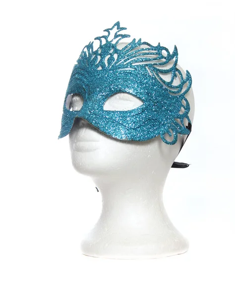 Blue Carnival Mardi Gras Mask Mannequin Head — Stock Photo, Image