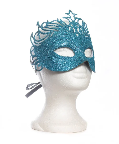Mannequin头上的蓝色狂欢节Mardi Gras面具 — 图库照片