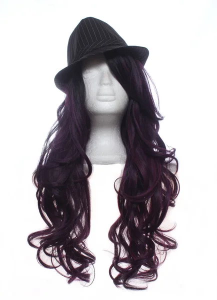 Started Fedora Hat Mannequin Head Black Red Wig — 스톡 사진