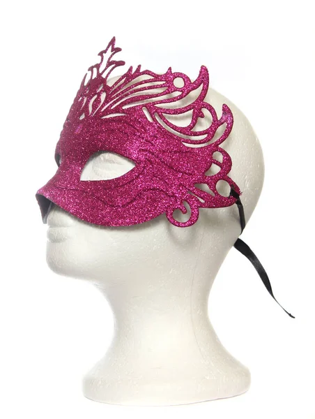 Pink Carnival Mardi Gras Mask Mannequin Head — Stock Photo, Image