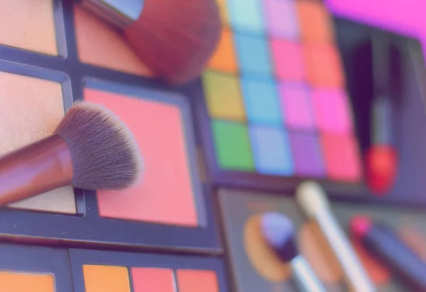 Kolorowe Palety Barwników Kosmetycznych Różne Kosmetyki — Zdjęcie stockowe