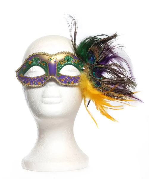 Carnival Mask Feathers Mannequin Head — Stock Photo, Image