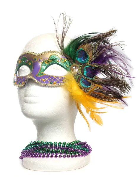 Carnival Mask Feathers Mannequin Head — Stock Photo, Image