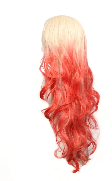 Blond Orange Ombre Wig Mannequin Head White Background — стокове фото