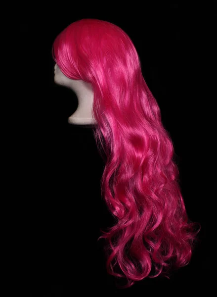 Long Pink Comic Style Wig Cabeça Manequim — Fotografia de Stock