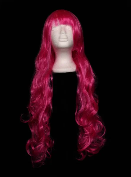 Hosszú Rózsaszín Comic Style Wig Próbababa Fejét — Stock Fotó