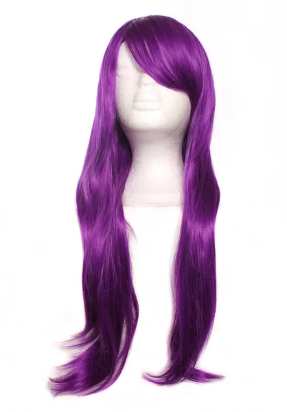 Purple Anime Style Wig White Background — Stock Photo, Image