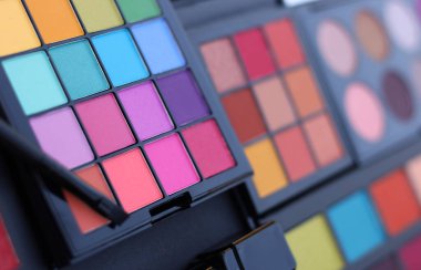Renkli Kozmetik Pigment Paletleri ve Çeşitli Kozmetikler