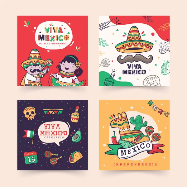 Instagramの投稿 Viva Mexico Dia Independence Independence Day — ストックベクタ