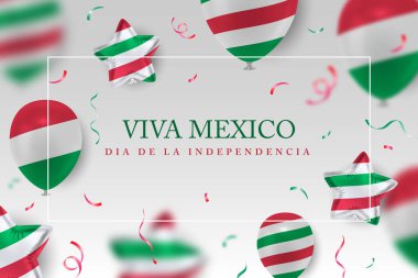 Viva Mexico Bağımsızlık Günü vektör arkaplanı gerçekçi 3D balonlarla