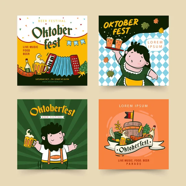 Oktoberfest Social Media Post Collection — Stock Vector