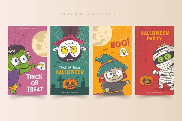 Halloween Instagram Historias Plantilla — Vector de stock