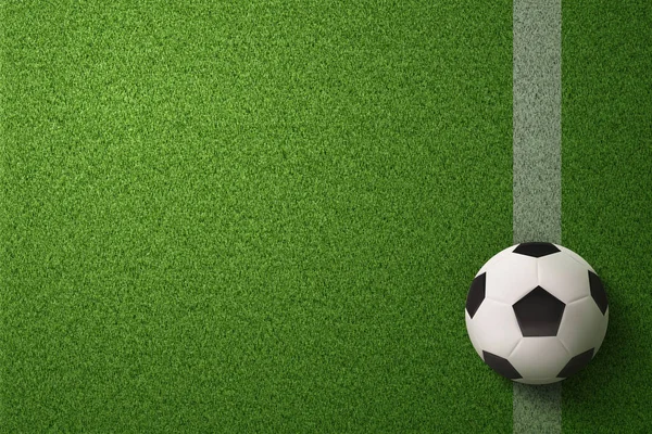 Futbol sahası arka planında futbol topu