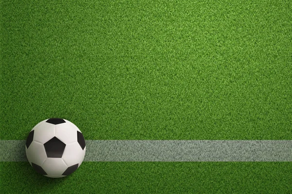 Futbol sahası arka planında futbol topu