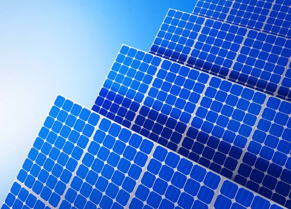 Solární Panely Proti Modré Obloze — Stock fotografie