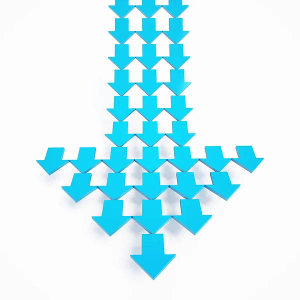 Beyaz arkaplan üzerinde 3d yorumlama mavi ok